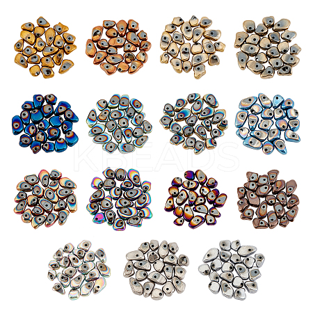 300Pcs 15 Colors Electroplate Non-magnetic Synthetic Hematite Beads G-AR0003-99-1