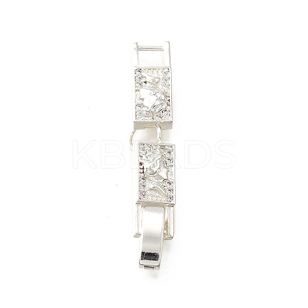 Brass Micro Pave Clear Cubic Zirconia Fold Over Clasps KK-R222-03S-1