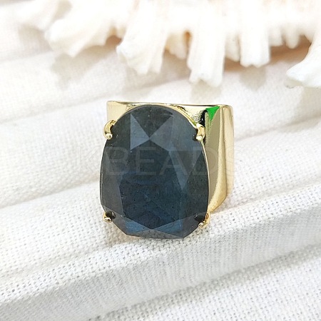 Oval Brass with Natural Labradorite Cuff Rings FS-WG8D200-09-1
