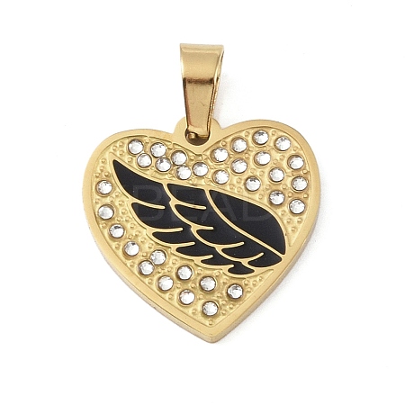 Ion Plating(IP) 304 Stainless Steel Enamel Rhinestone Pendants STAS-Q325-02G-G-1
