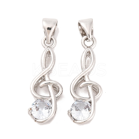Musical Note Real Platinum Plated Brass Cubic Zirconia Pendants LS-ZIRC-R014-09-1