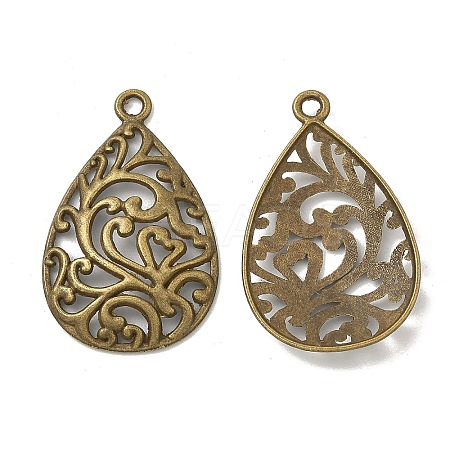 Tibetan Style Alloy Filigree Teardrop Pendants TIBEP-Q041-042AB-NR-1