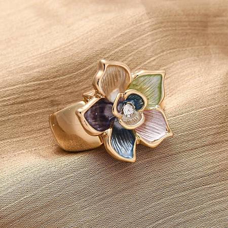 Zinc Alloy & Enamel Stretch Finger Rings for Women RJEW-M101-01B-G-1