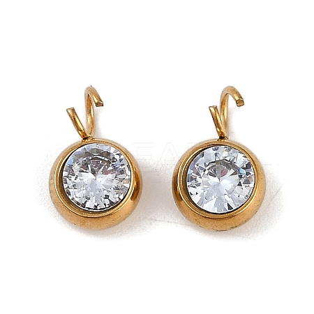 Ion Plating(IP) 304 Stainless Steel Micro Pave Cubic Zirconia Charms STAS-Z094-02G-10-1