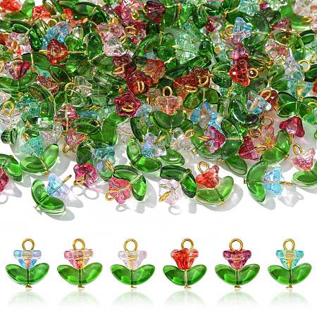 Glass Flower Pendants PALLOY-CJ00038-1