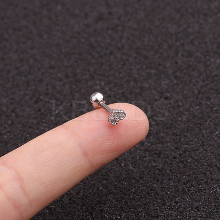 316L Surgical Stainless Steel Micro Pave Clear Cubic Zirconia Heart Cartilage Earrings WG9CD6D-42-1