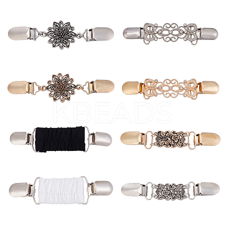 8Pcs 8 Styles Rectangle Zinc Alloy & Rhinestone Cardigan Clips JEWB-HY0001-39-1