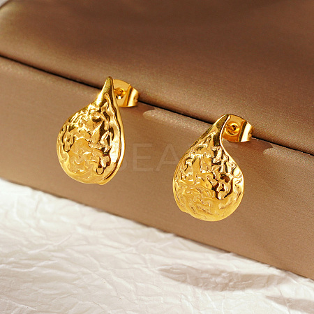 Minimalist 304 Stainless Steel Geometric Teardrop Stud Earrings for Women Daily Wear WX1639-1
