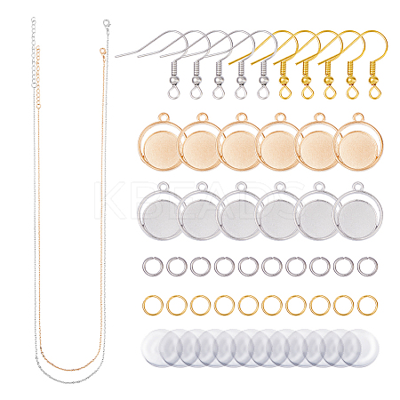 DIY Blank Dome Brass & Iron Earring & Necklace Making Kits DIY-HS0001-05B-1