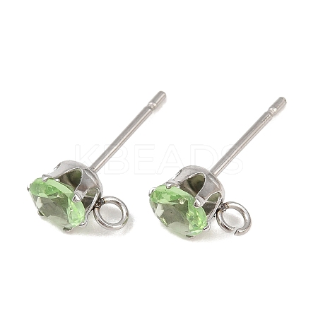304 Stainless Steel Micro Pave Cubic Zirconia Stud Earring Findings STAS-H240-56P-02-1