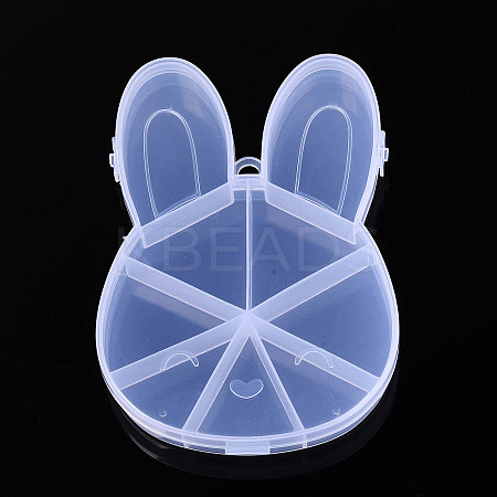 Easter Rabbit 9 Grids Plastic Bead Storage Containers with Hinged Lid X-CON-T001-07-1