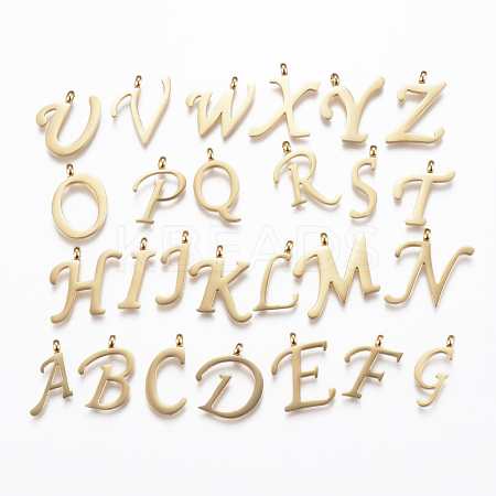 304 Stainless Steel Alphabet Pendants STAS-F129-G-1
