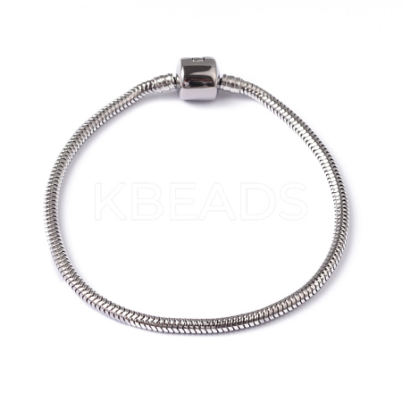 Tarnish Resistant 304 Stainless Steel Round Snake Chain European Style Bracelet Making STAS-L178-SL0202-21-1