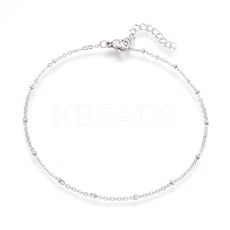 304 Stainless Steel Cable Chain Anklets AJEW-P069-01P-1