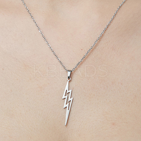 Non-Tarnish 201 Stainless Steel Hollow Lightning Bolt Pendant Necklace NJEW-OY001-80-1