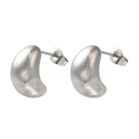 304 Stainless Steel Moon Stud Earrings for Wome EJEW-S237-01A-1