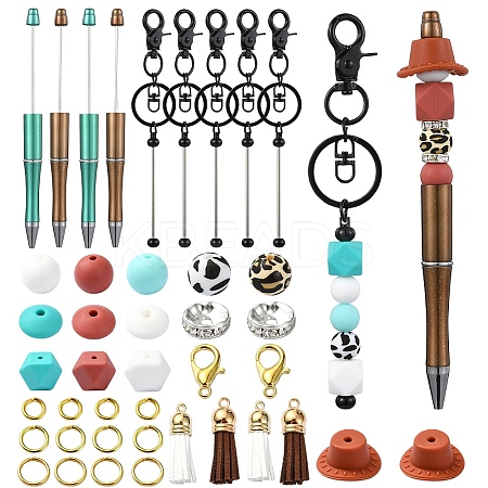 Cowboy Theme DIY Beadable Pen & Keychain Jewelry Making Kits DIY-YW0009-05-1