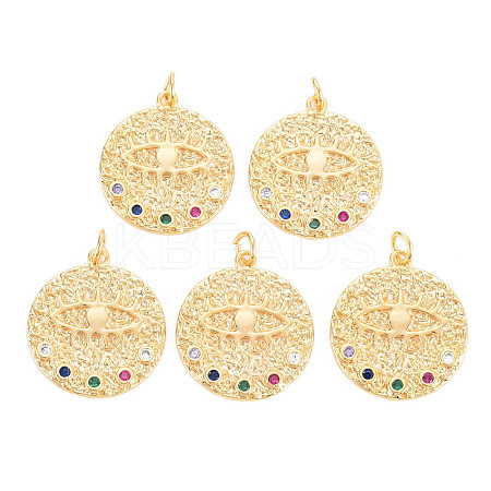 Rack Plating Brass Micro Pave Colorful Cubic Zirconia Pendants KK-N233-189B-01-1