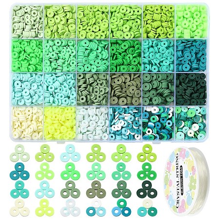 Spring Theme DIY Flat Round/Disc Handmade Polymer Clay Beaded Bracelets Jewelry Making Kits DIY-YW0010-63A-1