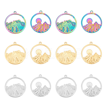 12Pcs 6 Styles  304 Stainless Steel Pendants STAS-UN0044-60-1