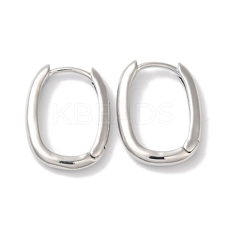 Rectangle Brass Huggie Hoop Earrings for Women EJEW-U008-12P-1
