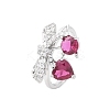 Brass Micro Pave Cubic Zirconia Cuff Rings for Women RJEW-A062-01P-3