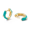 Clear Cubic Zirconia Chunky Hinged Hoop Earrings with Enamel EJEW-P196-20G-06-2