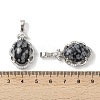 Natural Snowflake Obsidian Oval Pendants G-NH0025-15P-19-3
