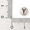 925 Sterling Silver Flat Round with Letter Beads STER-G044-01AS-Y-3