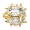 Round Rack Plating Brass with Cubic Zirconia Pendants Charms KK-S396-14-2