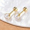 White Round Plastic Imitation Pearl Ear Fake Plugs EJEW-H105-20G-2