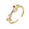 Brass Micro Pave Cubic Zirconia Cuff Rings for Women RJEW-H247-09G-4