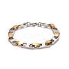 PVD Vacuum Plating 201 Stainless Steel Oval Link Chain Bracelets LS-STAS-E160-04GP-1