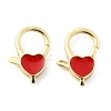 Heart Brass Enamel Lobster Claw Clasps KK-Z147-02G-01A-1
