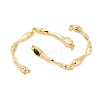 Brass Pave Natural Tiger Eye Curved Bar Connector Charms KK-P302-08G-2