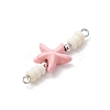 Dyed Synthetic Turquoise Sea Animal Rondelle Beaded Connector Charms PALLOY-JF04058-01-5