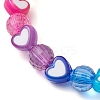 Heart & Faceted Round Acrylic Beaded Stretch Bracelets BJEW-JB10245-02-3