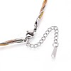 2.5MM 3-Color 304 Stainless Steel Twisted Round Snake Chain & Boston Link Chain Necklaces NJEW-N058-15GPRG-2