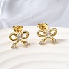 Bowknot Brass Micro Pave Clear Cubic Zirconia Stud Earrings for Women EJEW-G460-03G-3