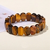 Natural Tiger Eye Oval Bead Stretch Bracelets for Men Women PW-WG50701-04-1