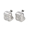 304 Stainless Steel Square Stud Earrings for Women EJEW-K281-25P-2