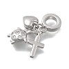 Brass Micro Pave Clear Cubic Zirconia European Dangle Charms KK-D431-033B-P-2