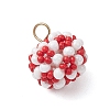 3Pcs 3 Colors Glass Seed Beaded Round Pendants PALLOY-MZ00525-4