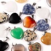 20Pcs 10 Style Heart Natural Gemstone Pendants G-LS0002-16-5