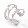 Non-Tarnish 304 Stainless Steel Wide Hollow Open Cuff Ring for Women RJEW-G275-02P-1