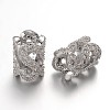 Hollow Brass Micro Pave Cubic Zirconia Beads ZIRC-L037-43P-FF-1