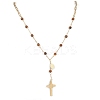 Natural Tiger Eye Round Rosary Bead Necklaces NJEW-JN05574-02-1