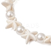 Starfish Synthetic Turquoise & Acrylic Pearl Braided Bead Bracelets for Women BJEW-JB11263-02-3