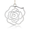 Nickel Free & Lead Free Platinum Tibetan Style Alloy Rose Flower Big Pendants PALLOY-J154-63P-NR-2
