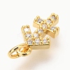 Brass Micro Pave Clear Cubic Zirconia Charms ZIRC-O036-30G-F-3